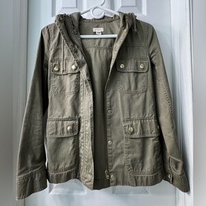 J.Crew Resin-coated twill jacket with hood XXS
